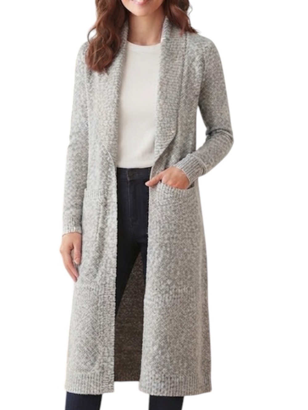 DYNAMITE Open Front Duster Cardigan Grey Size XS Minimalist
